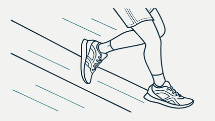Line Art Illustration of Running Legs and Shoes.