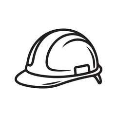 Hard Hat Safety Helmet Line Art Icon Black White construction helmet