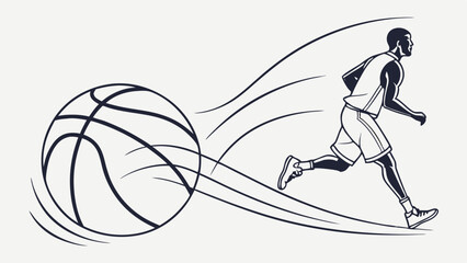 Basketball Player in Motion with Ball.