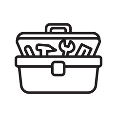 Open Tool Box Line Art Icon Black and White Tools toolbox