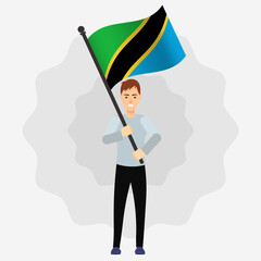 Happy Man Holding Tanzania Flag
