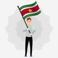 Happy Man Holding Suriname Flag
