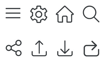 Minimal ui icons set – outline, simple and modern user interface symbols