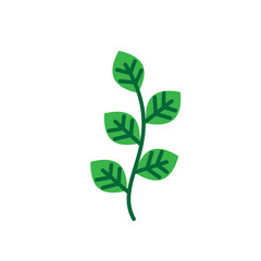 Cute Herbal Leaf Flat Cartoon Icon for Organic Medicine, Wellness UI Kits, Plant-Based Supplement Graphics, and Herbal Remedy Branding Tools