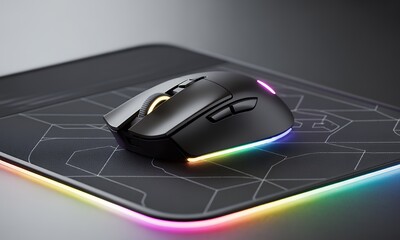 Wireless Gaming Mouse with RGB Lighting on Pad