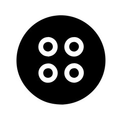 Large black button silhouette on a white background for design element concept