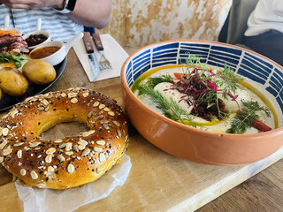 Artisan Bagel with Herbed Dip