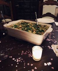 Candlelit Dinner Casserole with Heart-Shaped Confetti