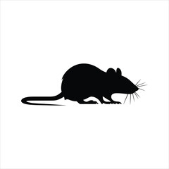 Rat Silhouette Icon – Black Vector of Rodent Side Profile	