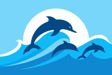 Obraz premium Ocean Wonders Dolphins Leaping in Majestic Waves