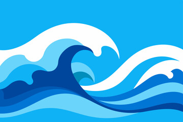 Obraz premium Ocean Waves Abstract Blue Water Design, Coastal Illustration