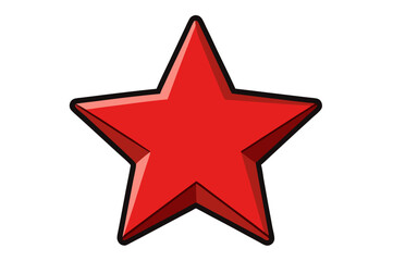 Obraz premium Bright red 3D star symbol isolated on a white background, a festive holiday decoration and shining award element