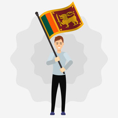 Happy Man Holding Sri Lanka Flag