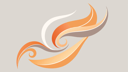 Abstract design with flowing curved shapes in warm tones on transparent background