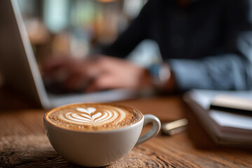 Business person working remote: business coffee latte art