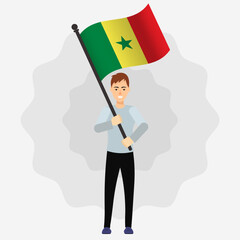 Happy Man Holding Senegal Flag
