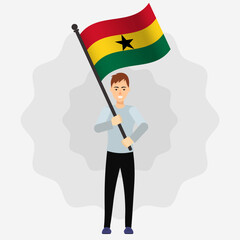 Happy Man Holding Ghana Flag