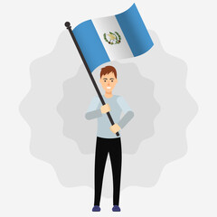 Happy Man Holding Guatemala Flag