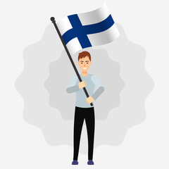 Happy Man Holding Finland Flag