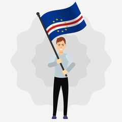Happy Man Holding Cape Verde Flag