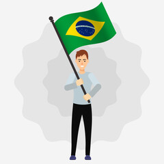 Happy Man Holding Brazil Flag
