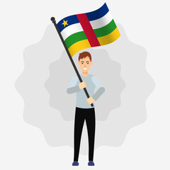 Happy Man Holding Central African Republic Flag