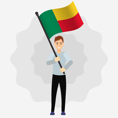 Happy Man Holding Benin Flag