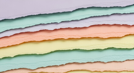 Fototapeta premium Pastel Torn Paper Texture Background Abstract Rainbow Layers