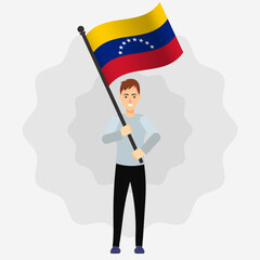 Happy Man Holding Venezuela Flag
