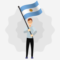 Happy Man Holding Argentina Flag