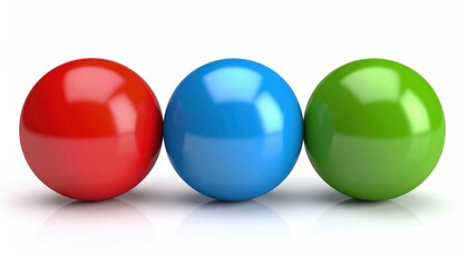 Three colored spheres in a row