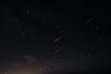 Clean dark sky with subtle meteor streaks and soft stars, minimal composition, calming and atmospheric background.