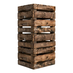 Tall wooden crate with rustic design, showcasing its natural texture and grain, perfect for storage or display