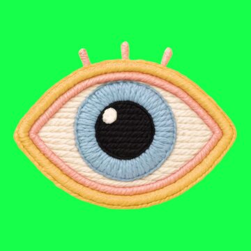 Colorful embroidered eye patch animation, transparent 4K video, green screen