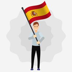 Happy Man Holding Spain Flag
