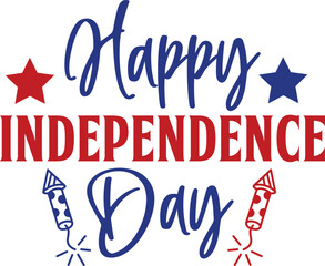Independence Day 4th of July typography clip art design on plain white transparent isolated background for card, shirt, hoodie, sweatshirt, apparel, tag, mug, icon, poster or badge