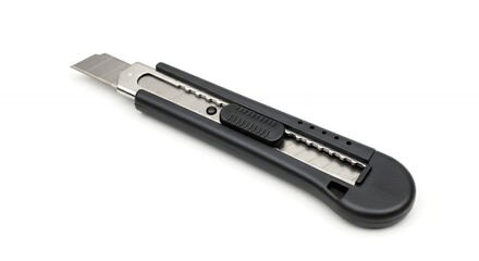 Obraz premium Black utility knife isolated on white background