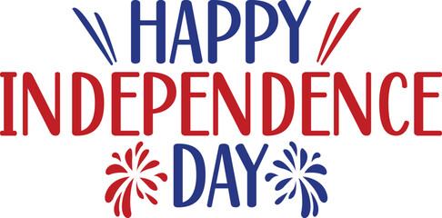 Independence Day 4th of July typography clip art design on plain white transparent isolated background for card, shirt, hoodie, sweatshirt, apparel, tag, mug, icon, poster or badge