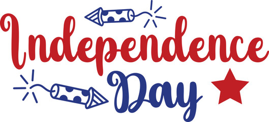 Independence Day 4th of July typography clip art design on plain white transparent isolated background for card, shirt, hoodie, sweatshirt, apparel, tag, mug, icon, poster or badge