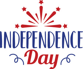 Independence Day 4th of July typography clip art design on plain white transparent isolated background for card, shirt, hoodie, sweatshirt, apparel, tag, mug, icon, poster or badge