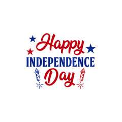 Independence Day 4th of July typography clip art design on plain white transparent isolated background for card, shirt, hoodie, sweatshirt, apparel, tag, mug, icon, poster or badge