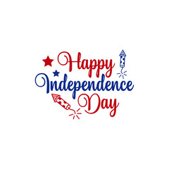 Independence Day 4th of July typography clip art design on plain white transparent isolated background for card, shirt, hoodie, sweatshirt, apparel, tag, mug, icon, poster or badge