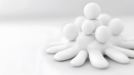 Abstract White 3D Figures Teamwork Collaboration Concept