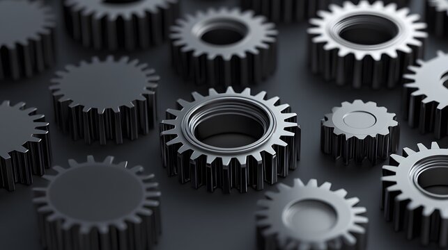 Dark Metal Gears Machine Cogs Teamwork Technology