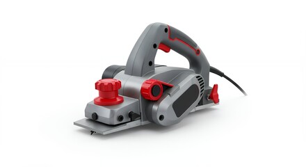 Fototapeta premium Grey and red electric planer isolated on white