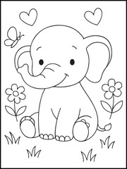Obraz premium Adorable Elephant Coloring Page for Kids