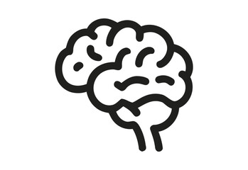 Simple black outline drawing of a human brain on a white background