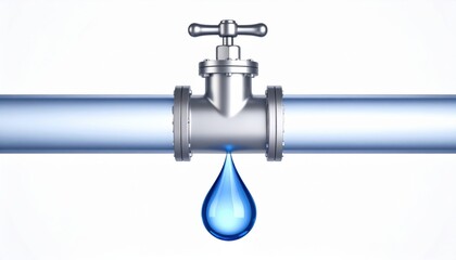 Modern Water Faucet with Dripping Water Symbolizing Conservation and Leak Awareness