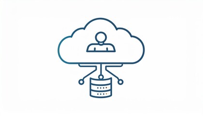 Cloud Computing Concept with Person Icon and Data Storage Representation