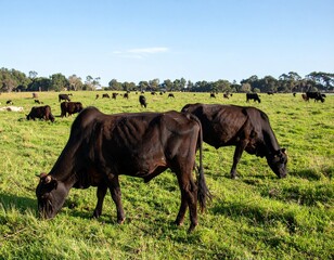 Fototapeta premium bovinos no pasto, fazenda, gado leiteiro, gado de corte, boi, ruminante